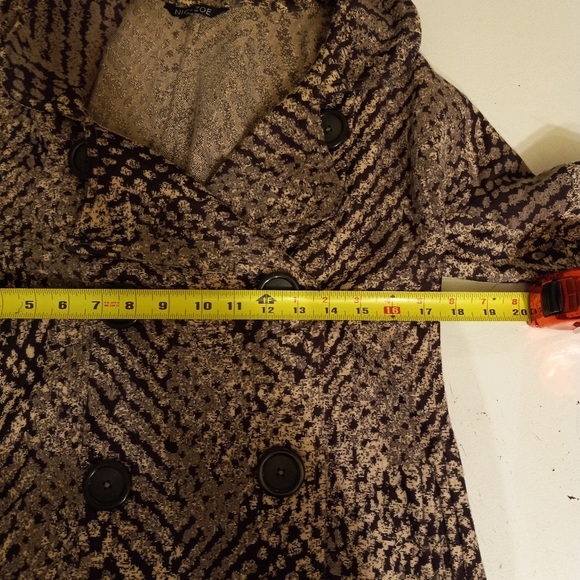 NIC + Zoe Blazer Jacket Double Breast Brown Beige Abstract Cropped Size PM/34 - Picture 8 of 8
